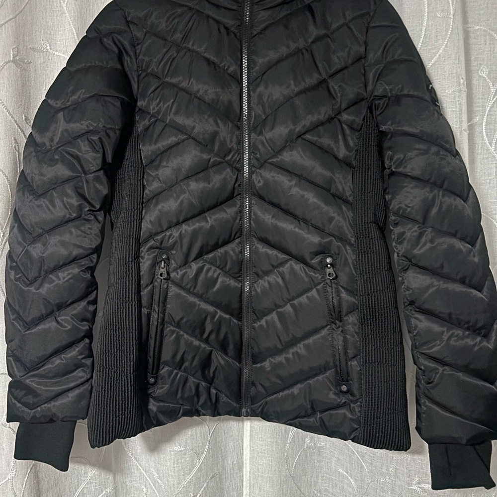 Women’s Nautica Black Quilted Puffer Jacket with Hoodie